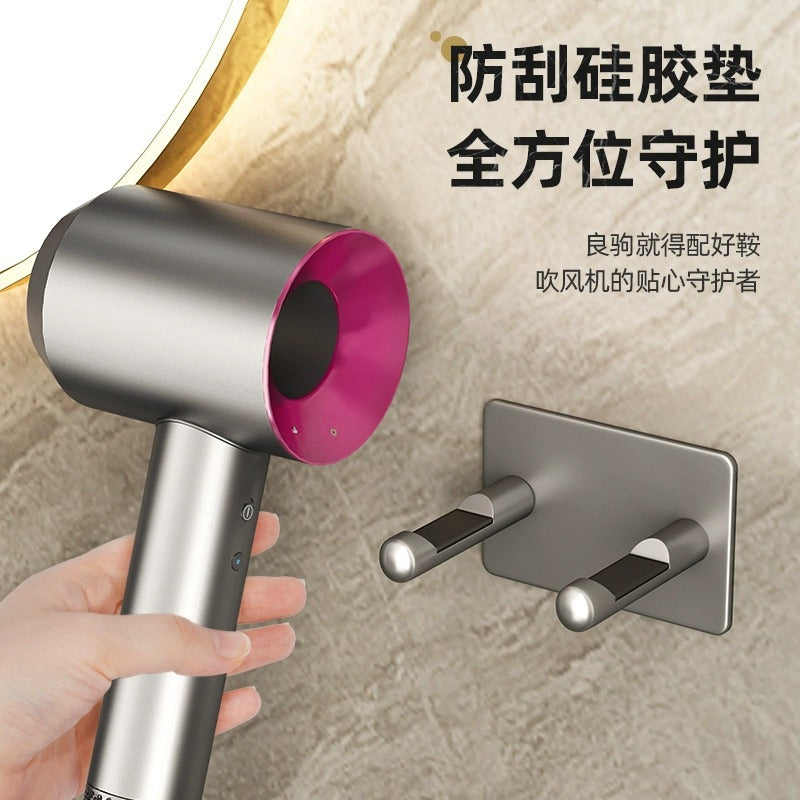 Hole-free hair dryer holder - wall mounted bathroom hair dryer organizer rack