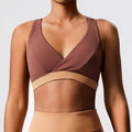 Eco-friendly fabric yoga tank top - crisscross back, color block design, built-in bra, perfect for yoga, running, casual wear, and fitness