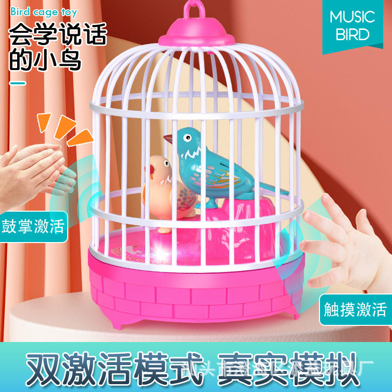 New and unique human body sensor voice-controlled artificial bird cage scenic spot temple fair gift mini bird cage street stall toy