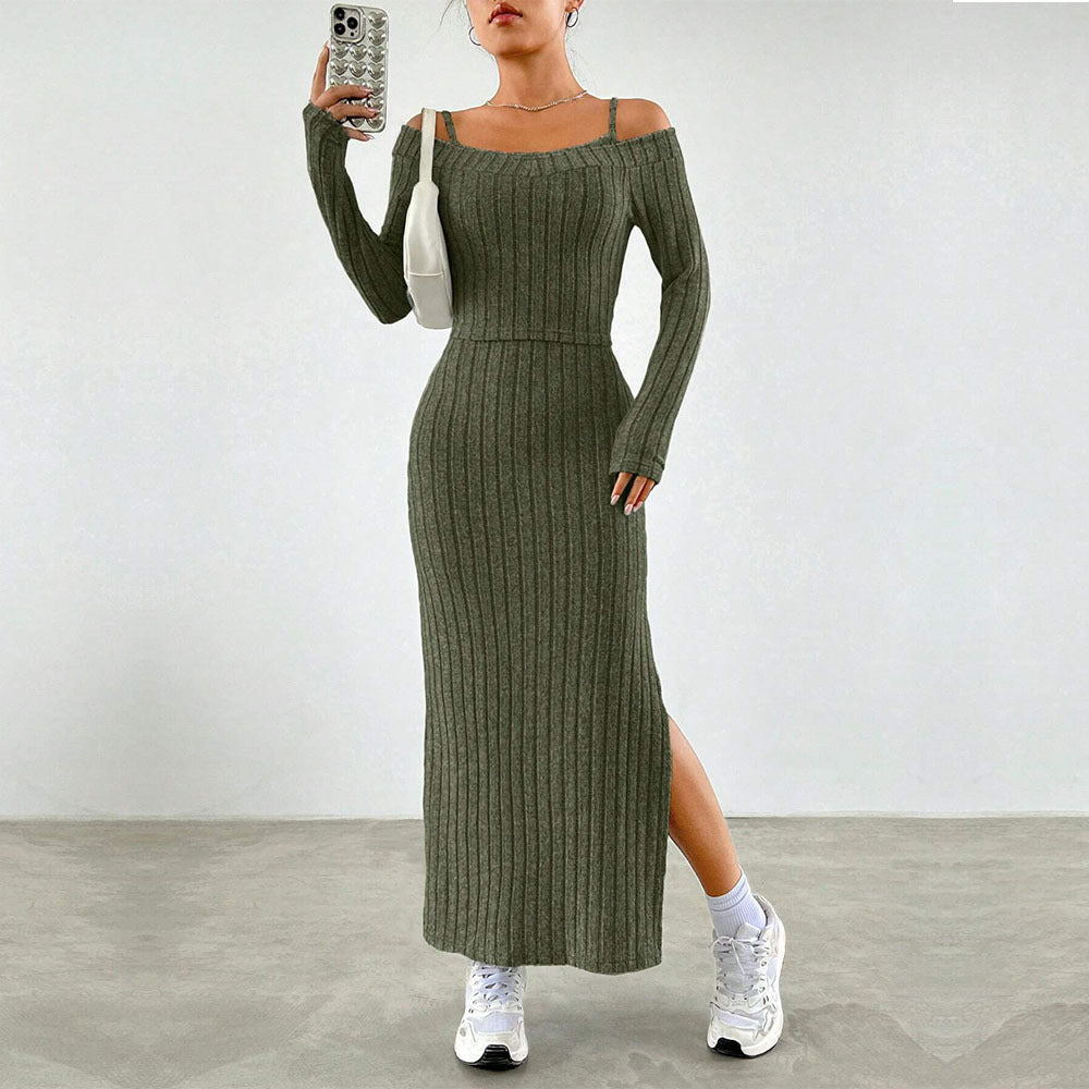 Aliexpress cross-border e-commerce women's casual elegant fashion set - spring/summer commute style spaghetti strap dress two-piece outfit