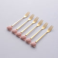 Cartoon stainless steel spoon and fork set - stylish dessert spoons, fruit forks, and ceramic mini forks for home use - wholesale
