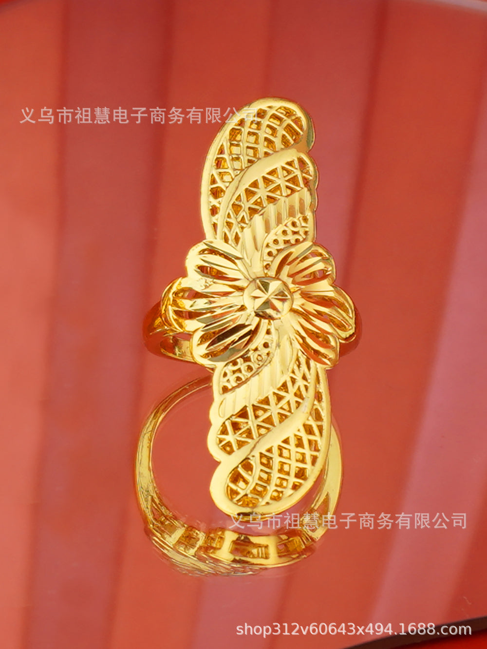 Women's dubai 24k gold plated ring african bridal jewelry single style fashion adjustable size ring