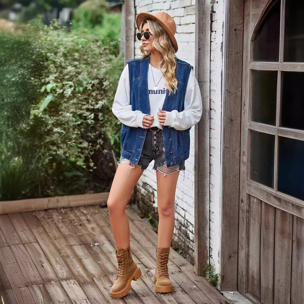 trade  european and american clothing  new arrival single-breasted denim vest vest casual waistcoat