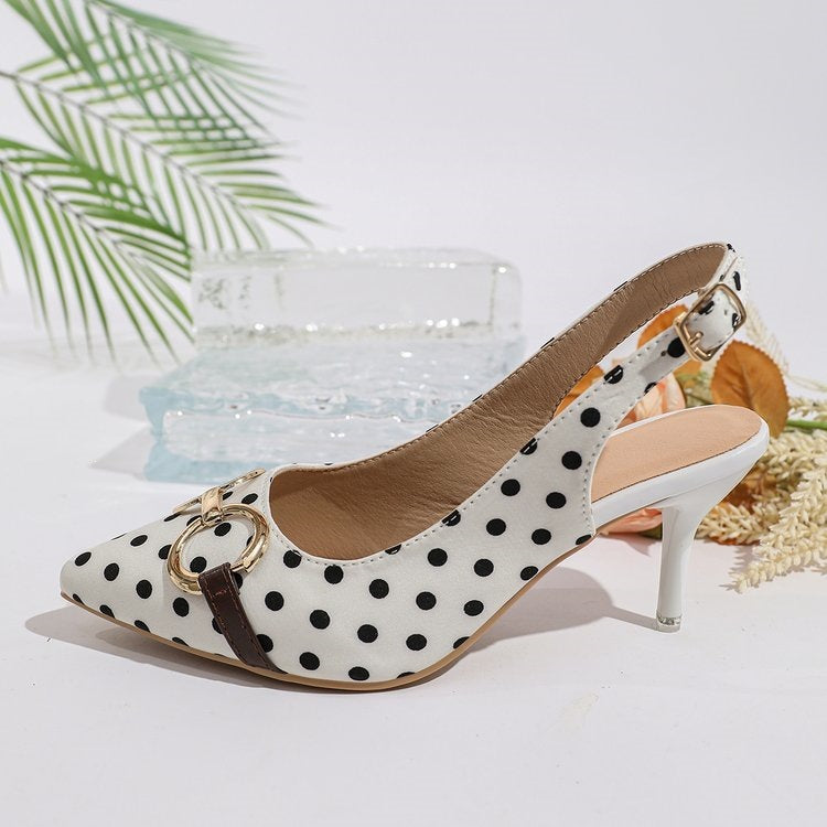 Women's plus size pointed-toe high heel sandals for cross-border e-commerce, summer 2026, french style open back ankle strap heels