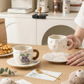 Ins small clear hand-painted ceramic asymmetrical cup and saucer stylishniche style girls ceramic afternoon tea milk coffee cup