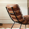 Scandinavian balcony casual genuine leather sofa chair living room for home casual chair urban retro single sofa lazy sofa