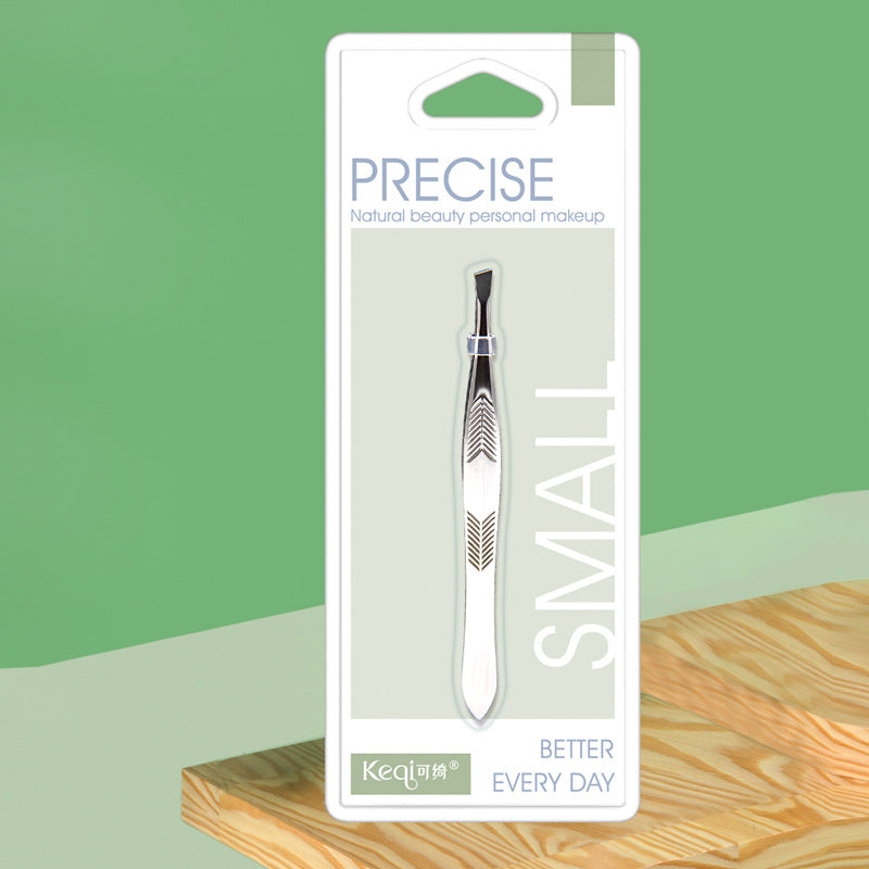 Keqi stainless steel flat tip & slant tip tweezers - professional eyebrow shaping tool for makeup artists - cross-border e-commerce exclusive