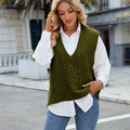 Fashion cross-border export  independent station new arrivalvest retro twist pullover shirt v-neck sleeveless sweater for women