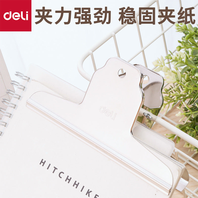 Deli Yamagata Iron Ticket Clip 9531 Metal Newspaper Information Organizing Clip, Silver Ticket Clip 4 pcs/bag 145mm
