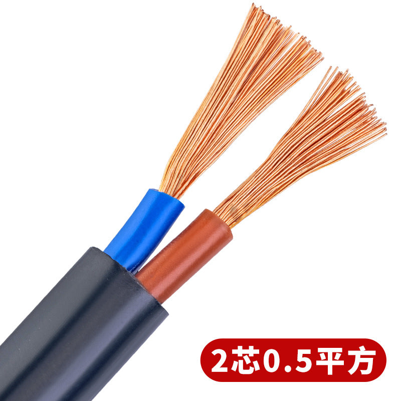 Pearl River wire and cable sheathed wire RVV 2 /3 /4 core square national standard pure copper core soft power cord 100 meters