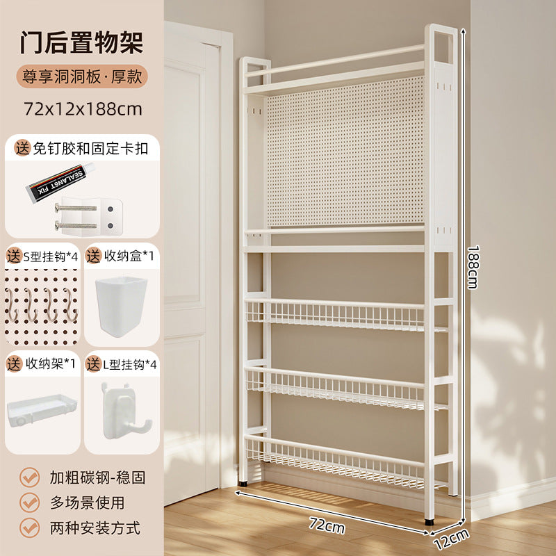 Behind the door shelf wrought iron ultra-thin bookshelf floor-to-ceiling children's simple extremely narrow crack wall wall hanging household storage cabinet