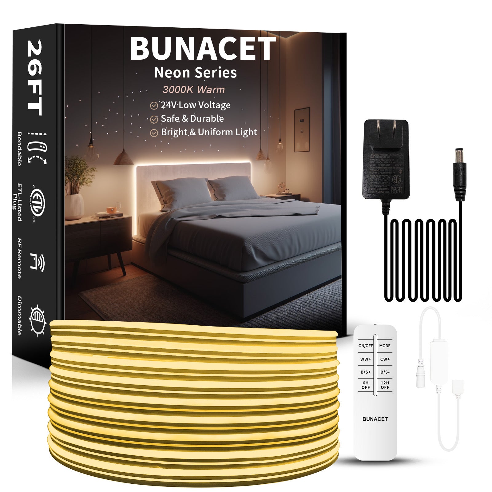 Dimmable monochrome neon light with set LED light with linear light strip 8m 16m outdoor waterproof flexible silicone
