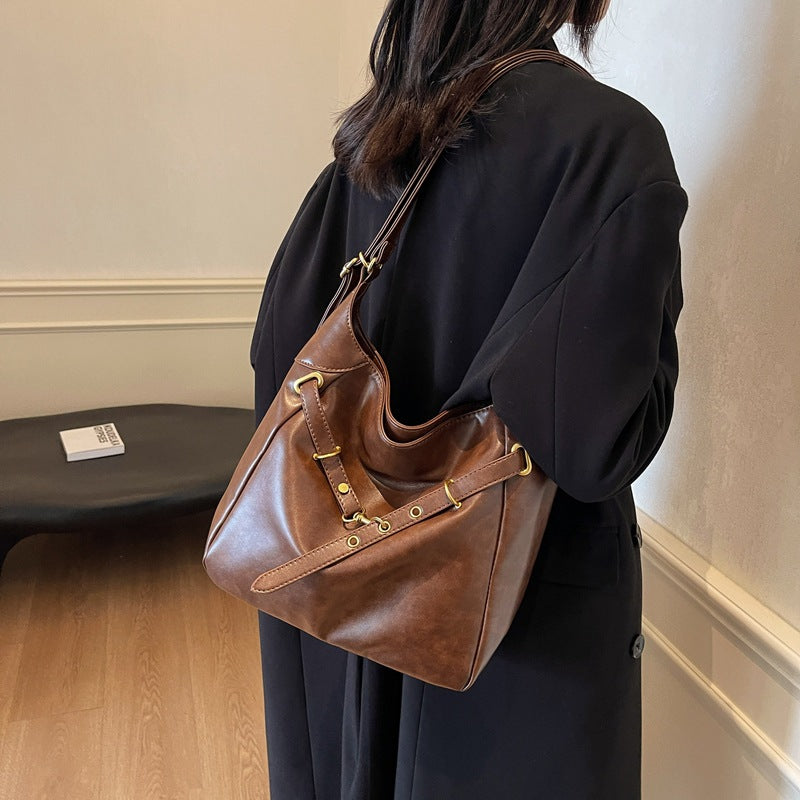 Cross-border 2025 new Maillard large-capacity shoulder bag autumn and winter versatile backpack women's commuter tote bag