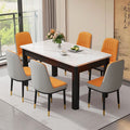 Nordic rock slab dining table and chair set - minimalist modern rectangular faux solid wood home dining table for small spaces