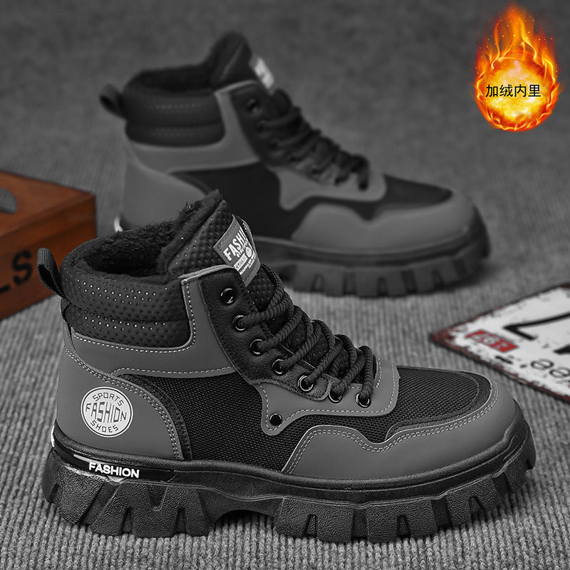 Winter men's shoes 2025 new men's martin boots fleece-linedheattechtrendyeasiest for matchworkwear shoesnon-slipabrasion resistant men's boots