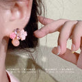 Holiday blooms: unique pink floral earrings - new spring collection for women, high-end studs with a niche design