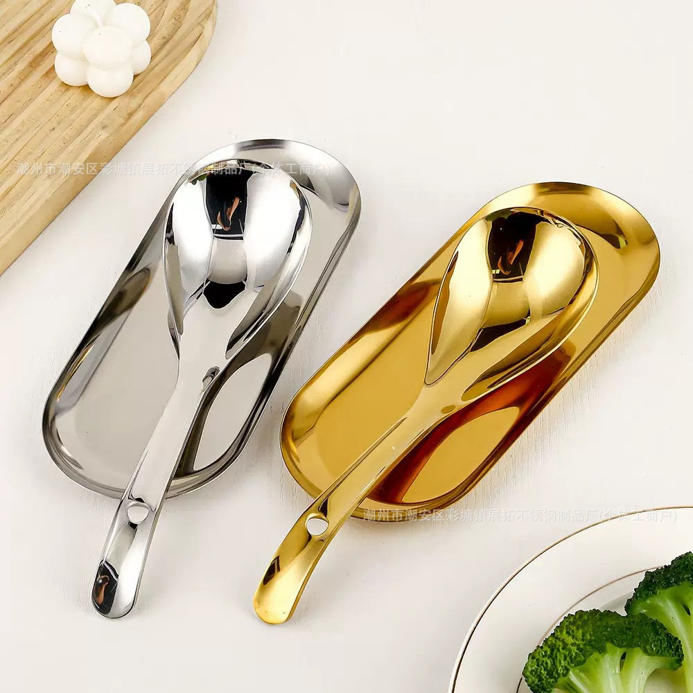 Thickened stainless steel buffet spoon rest - commercial grade support for hotels & restaurants - ready to ship wholesale