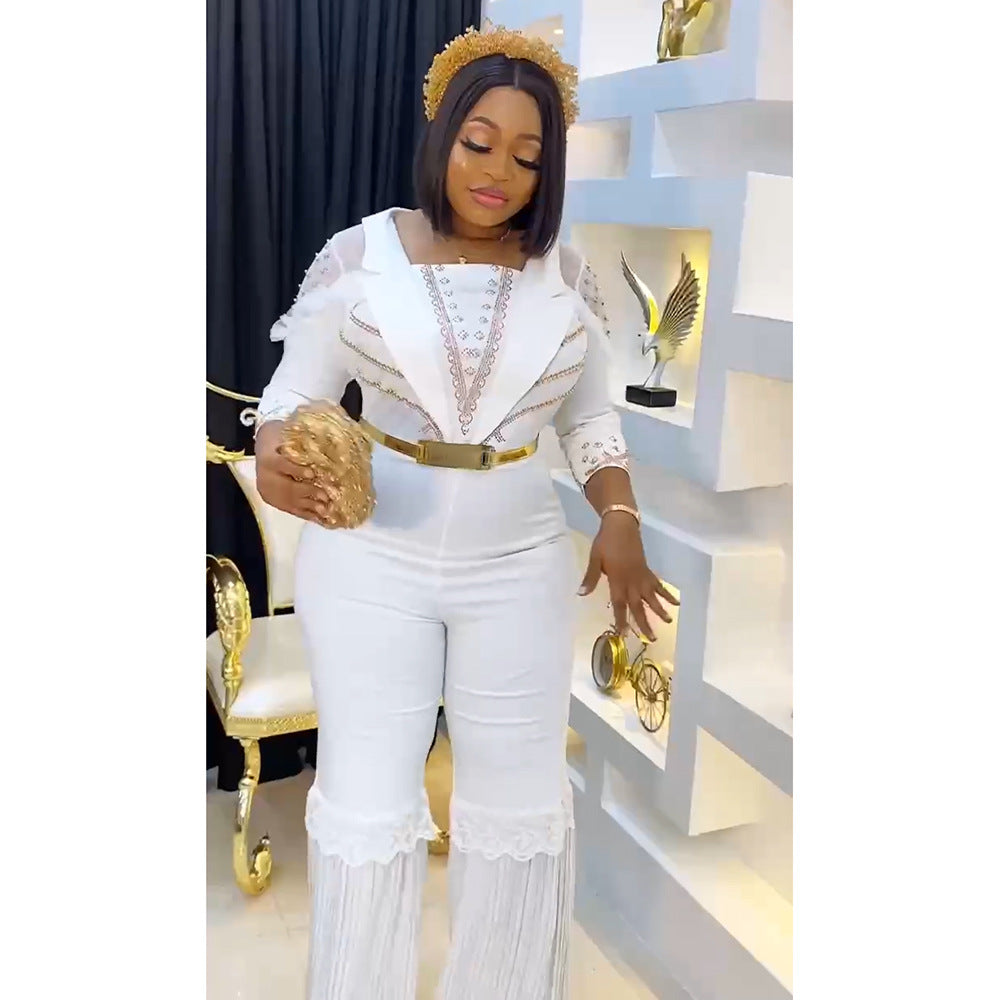 Aliexpress  new arrival speakerstraight-legpants african women's plus size jumpsuit free belt