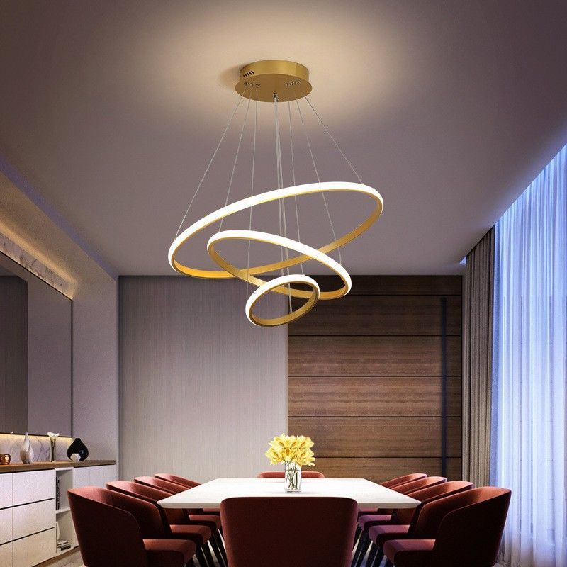 Three rings chandelier three circles restaurant dining room dining table bar room ring light staircase led living room light round lamp