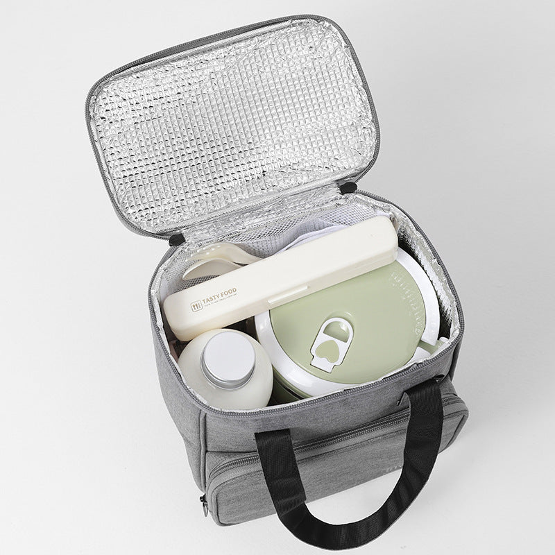 Bento bag, thermal insulation bag, student lunch box, handbag, aluminum foil thickened large bag with rice bag, office worker lunch box bag.