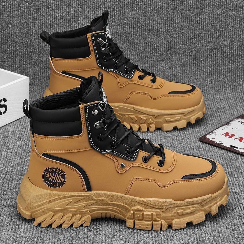Men's spring 2025 new high-top work boots: trendy, versatile, thick-soled, height-increasing, outdoor martin boots