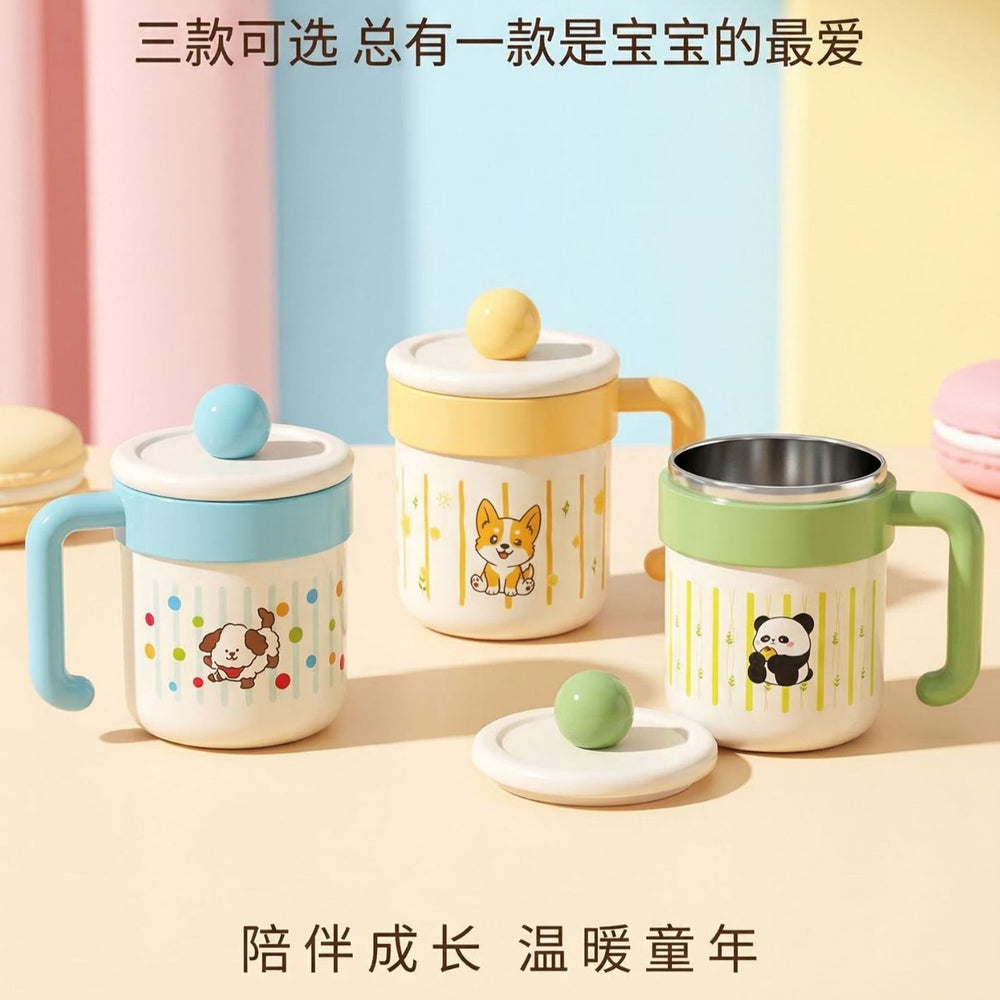 304 stainless steel mug, kids' cartoon cup, family matching water cup set (family of three), children's rice bowl and soup bowl
