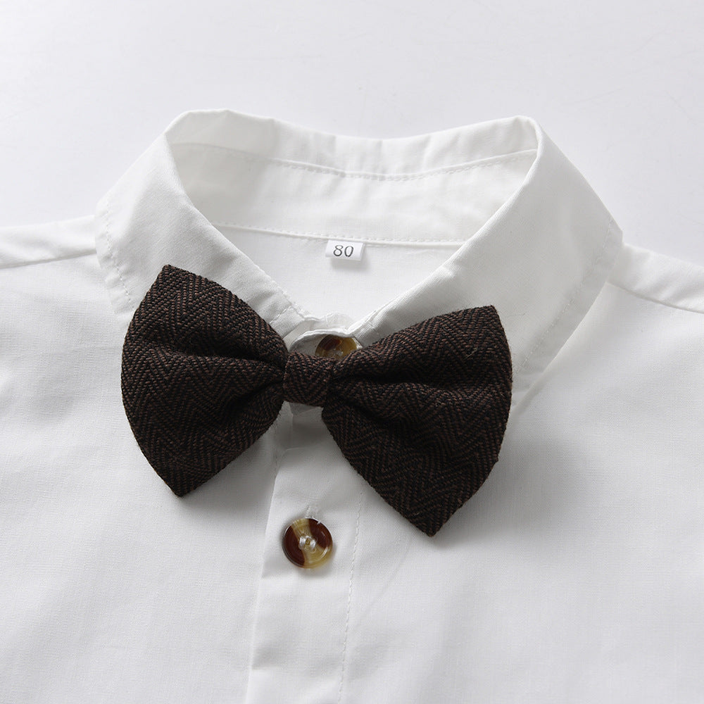 children's clothing, stylish spring long-sleeved suspender set for handsome boys, new performance dress for older children