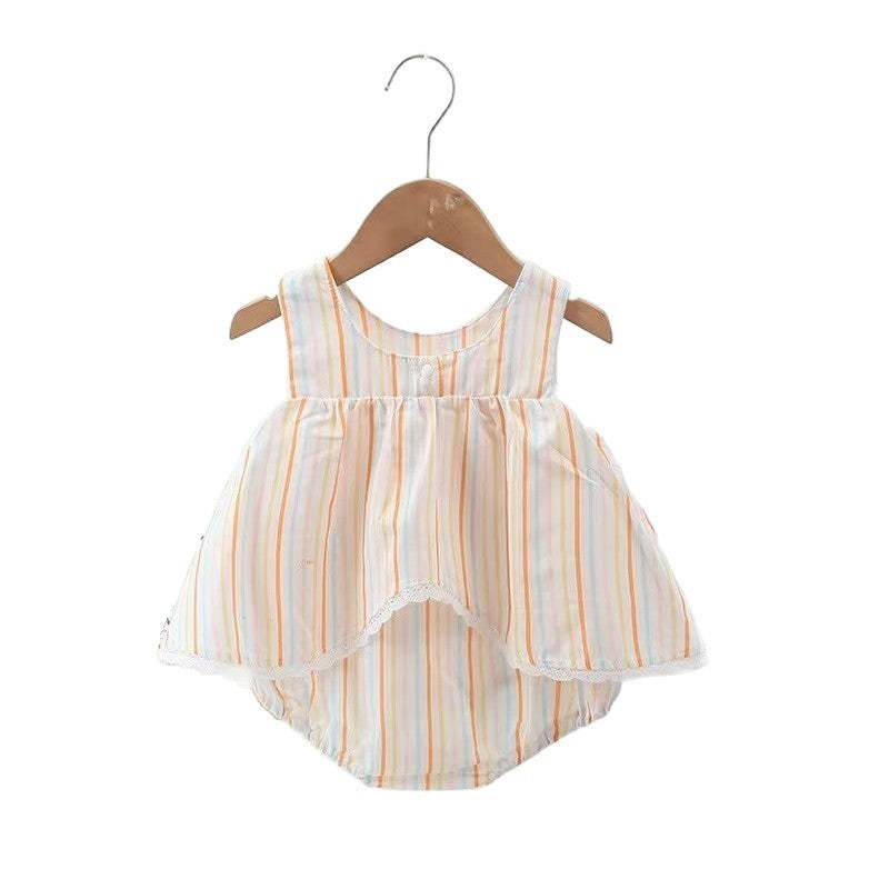 Baby summernew arrivalsweet princess bag skirt baby summer thin one-piece jumpsuit western stylecute sleeveless haki