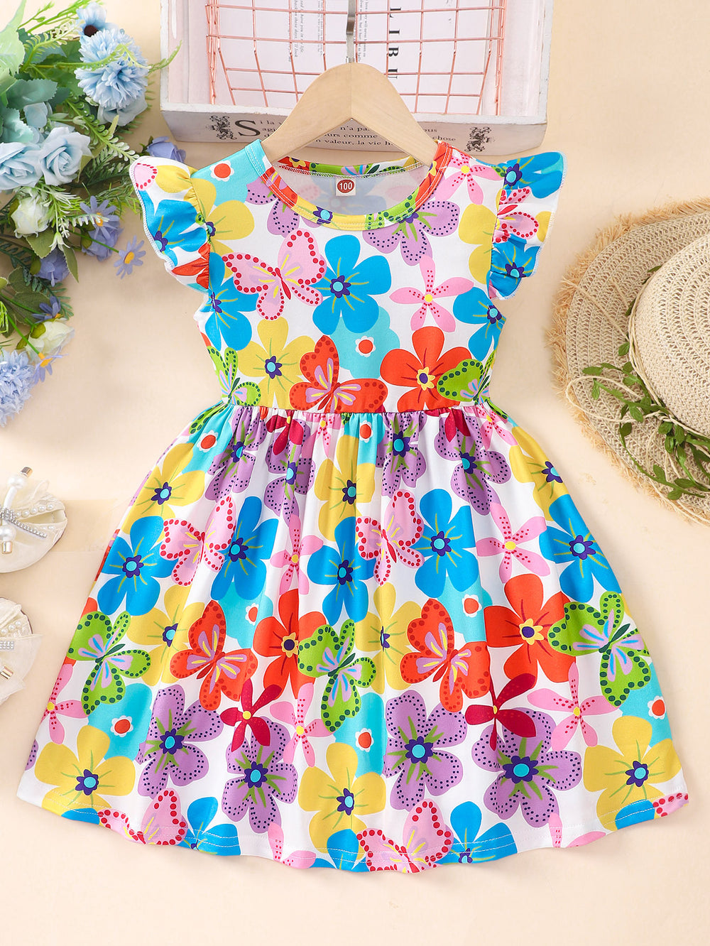 New arrival small and medium children flying sleeve dresskidsdressgirl princess dress