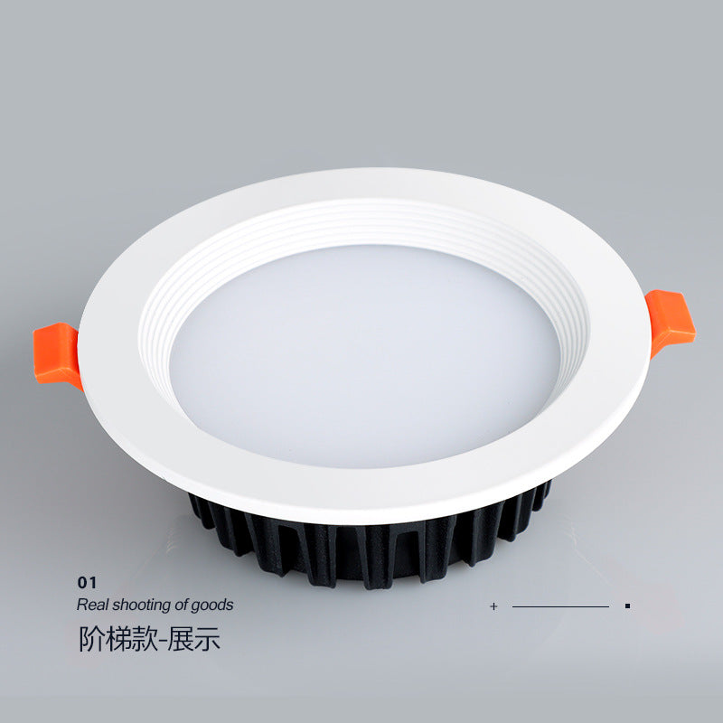 Three-color dimming downlight household led ceiling light embedded hole light hole light 7.5 opening 2.5 inch 3 inch dimmable