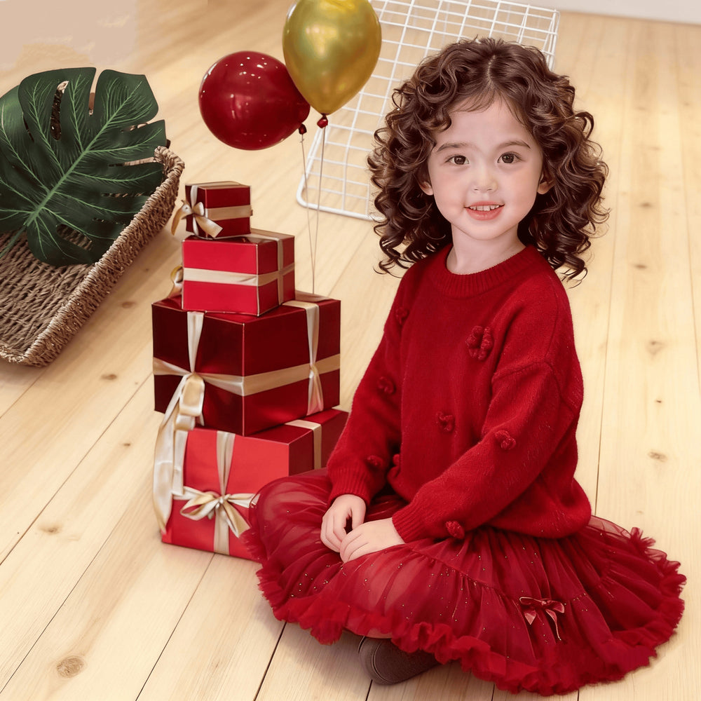 Girls' faux mink sweater - new  winter collection: warm, thick knit top for kids, soft and cozy knitwear for girls