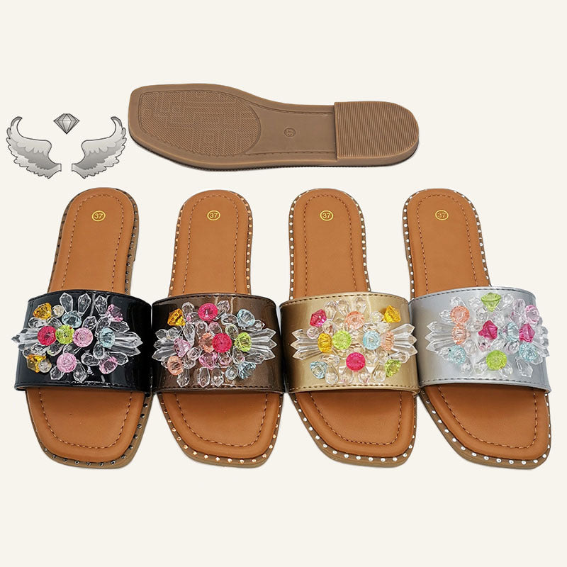 圭亚那外贸直销女鞋夏季新款时尚外穿平底一字拖Ladies slippers