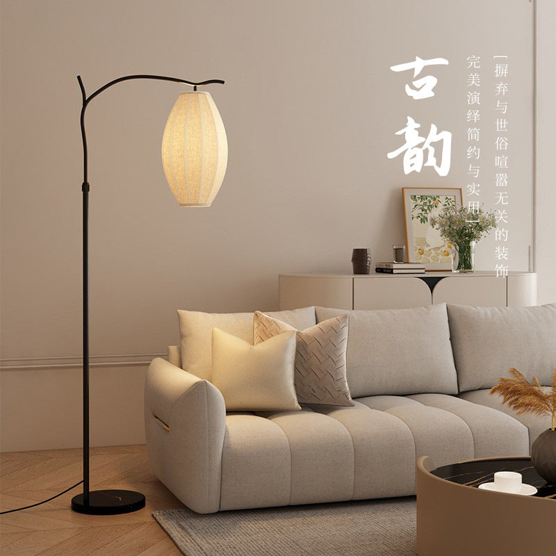 Floor lamp medieval style living room 2025 new style new chinoiserie zen wabi-sabi style bedroom bedside lamp fishing lamp table lamp