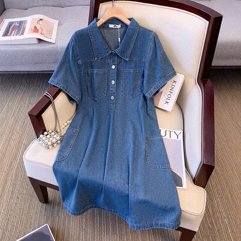 Amazon  denim dress summer thin short sleeve fashionable fashionable work clothing short sleeve new style