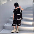 Children's  children's clothing boys summer vest new kids handsome sleeveless suit boys two-piece set classy