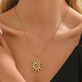 New arrivalfashion stainless steel hammer pattern spiral sun pendant necklace accessible luxury titanium steel clavicle chain high-end cross-border