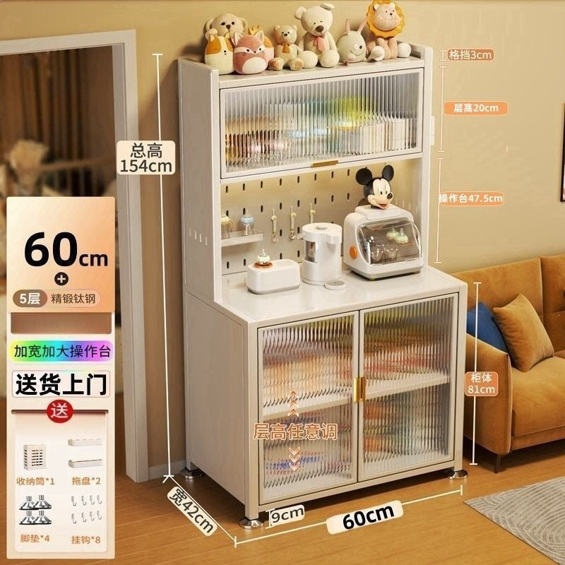 Kitchen baby feeding station organizer cabinet, baby supplies storage rack, freestanding multi-tier large capacity storage cabinet