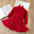 Christmas dress girls' sweater dress  autumn/winter new princess dress new year's outfit tutu skirt set