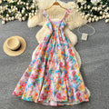 French chic floral print cami dress - women's  spring/summer new arrival - designer style beach vacation midi dress