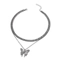 European and american cross-border fashion 18k gold hollow butterfly pendant necklace for women, alloy chunky chain, high-end jewelry