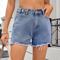 European and american cross-border e-commerce summer new women's clothing   washed adjustable waist versatile denim shorts