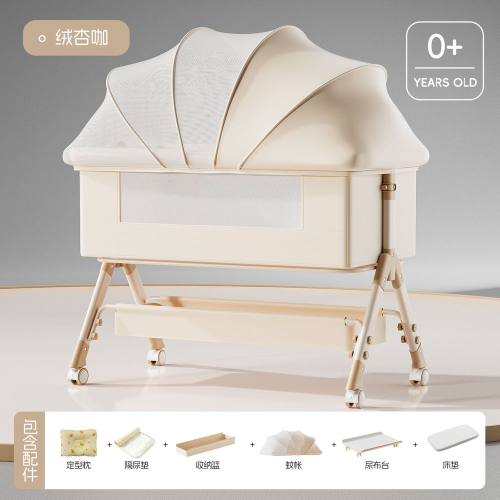 Baby crib - portable, foldable, multi-functional bassinet - convertible to full-sized bed for newborns