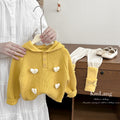 Girls' outfit set -  autumn/winter collection: stylish heart-hooded sweater (yellow top) & bow-tie leggings two-piece set