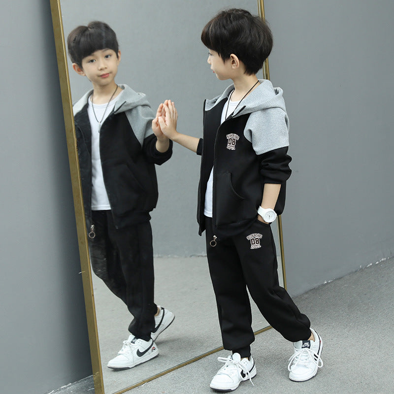 Kids' autumn outfit: boys' fall set  - spring/autumn boys' sporty two-piece trendy korean style fashion set for trendy kids