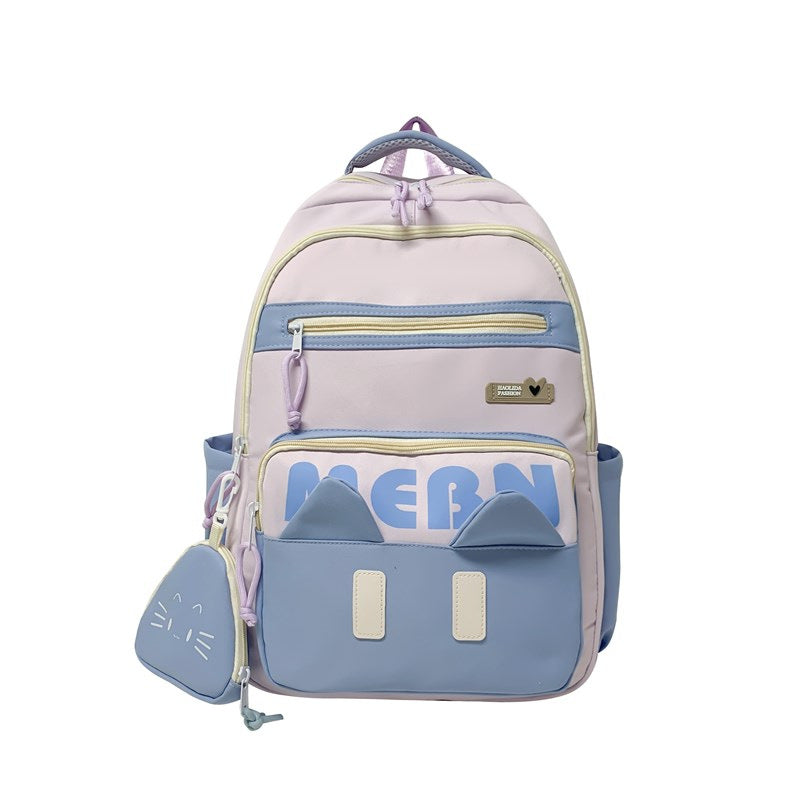 New cute and sweet backpack, junior high school student schoolbag for women, large capacity, small fresh and anti-splashing light backpack.