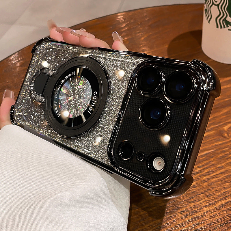 Four-corner airbag anti-fall suitable for apple 17 mobile phone case iphone 16 excellent shield magnetic holder glitter protective cover 15