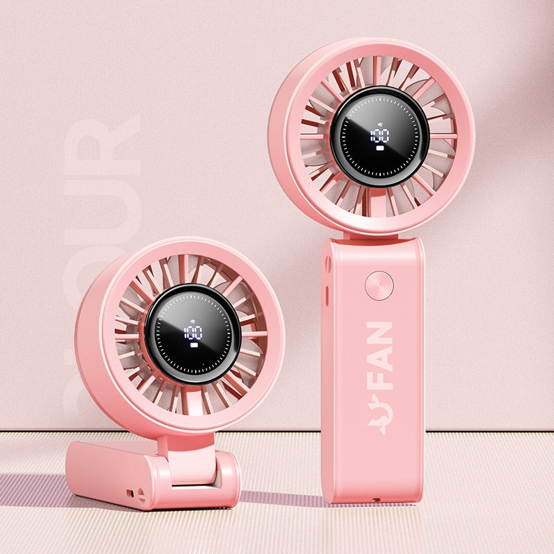 2026 new handheld neck fan with digital display, usb rechargeable, mini portable outdoor camping fan - powerful wind, low power consumption