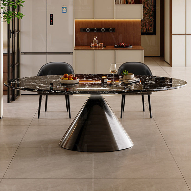 Optional board new arrival marble dining table large apartment natural luxury stone black rose classy oval luxury dining table and chairs