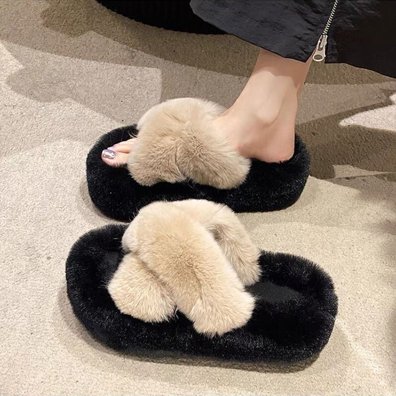 New arrival high-looking kt cat fur slippers flip-flops 2025fall and winteroutwear soft thick bottom non-slip cute cartoon