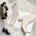 Martin boots women's 2024 new women's boots winter fashion square toe back zipper short boots women's thick heel mid heel boots women